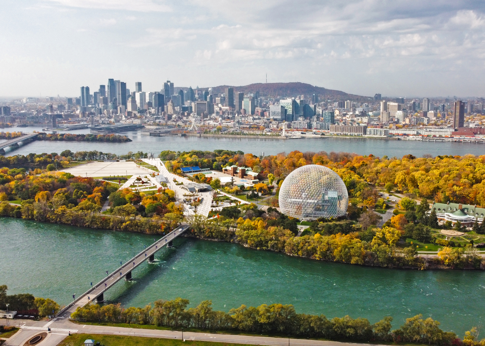 Montreal in Canada during autumn with colorful trees.